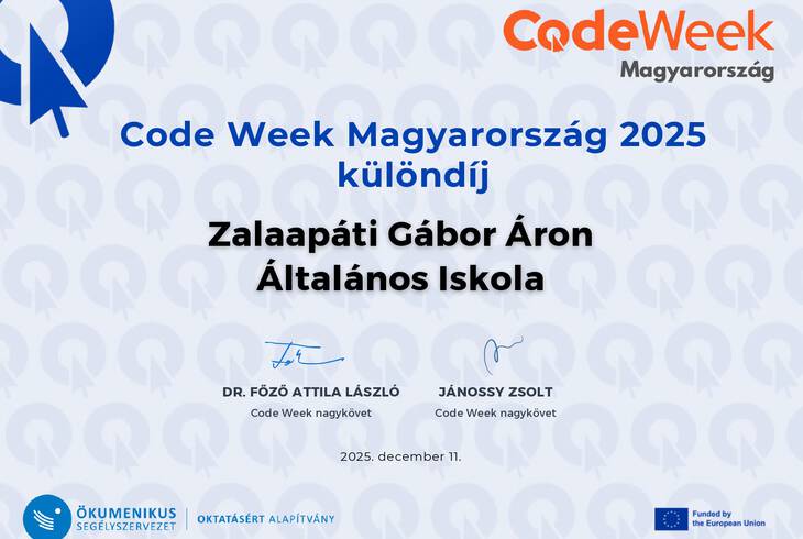 Orsz�gos elismer�s - Code Week 2025 k�l�nd�j